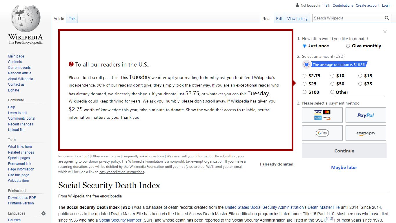 Social Security Death Index - Wikipedia